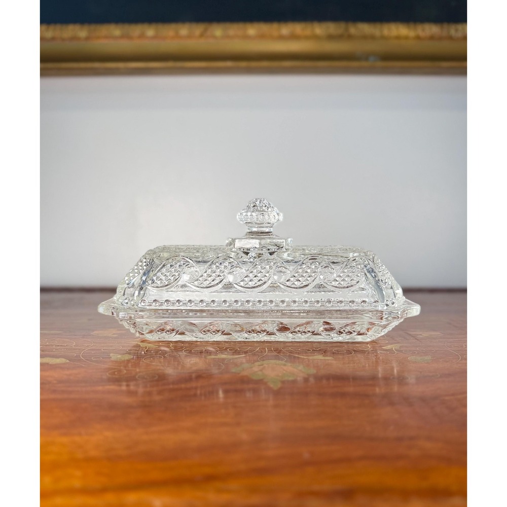 Vintage Avon Cape Cod Clear Glass Butter Dish • 1970s Covered Dish